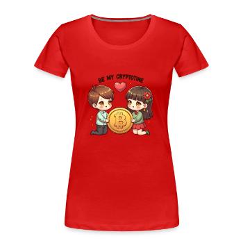 Be My Cryptotine: Adorable Bitcoin Couple - Frauen Premium Bio T-Shirt - Rot - Vorne - Mia (176cm)