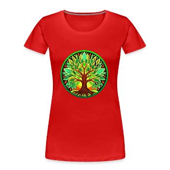 Baum des Lebens - Frauen Premium Bio T-Shirt - Rot - Vorne - Mia (176cm)