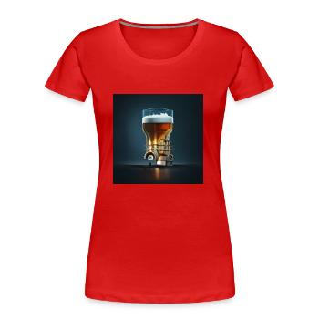 Beer engine - T-shirt bio Premium Femme - rouge - Devant - Mia (176cm)
