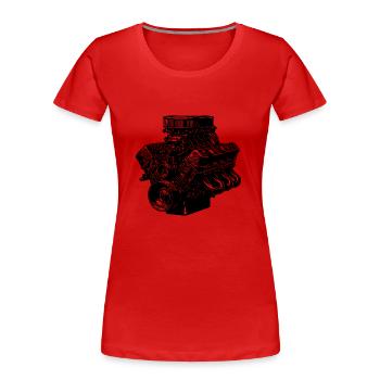 Mechaniker Fan Motorblock Zylinder Hubraum Motor - Frauen Premium Bio T-Shirt - Rot - Vorne - Mia (176cm)