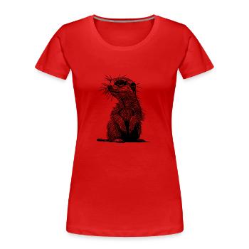 Suricate mignon avec de la fourrure et des rayures croisées - T-shirt bio Premium Femme - rouge - Devant - Mia (176cm)