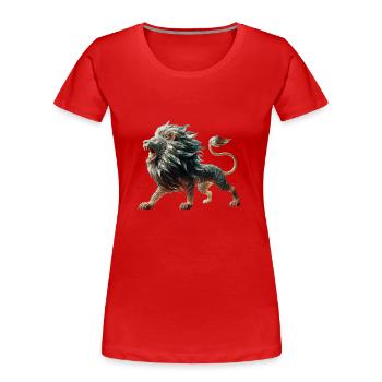 Glaslöwe mit Raubtier-Look-Kopie - Frauen Premium Bio T-Shirt - Rot - Vorne - Mia (176cm)