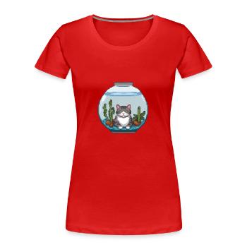 Aquatic Purr-spective - Women's Premium Organic T-Shirt - red - Front - Mia (176cm)