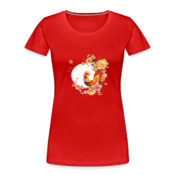 Chinesischer Neujahrshahn - Frauen Premium Bio T-Shirt - Rot - Vorne - Mia (176cm)