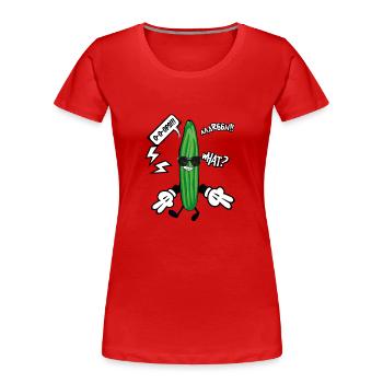 cucumber,comic,comiccucumber,what, illustration - Women's Premium Organic T-Shirt - red - Front - Mia (176cm)