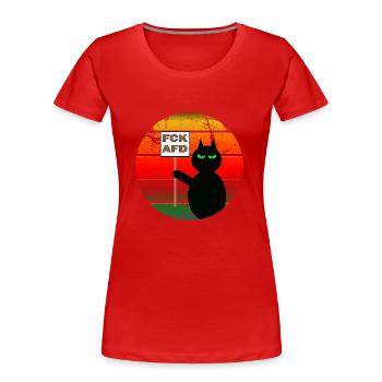 The Cat Statement FCKAFD - Frauen Premium Bio T-Shirt - Rot - Vorne - Mia (176cm)