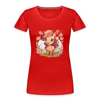 Kawaii Pony Spring - T-shirt bio Premium Femme - rouge - Devant - Mia (176cm)