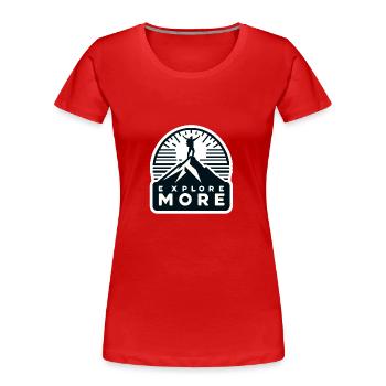 Explore more - Wanderer - Frauen Premium Bio T-Shirt - Rot - Vorne - Mia (176cm)