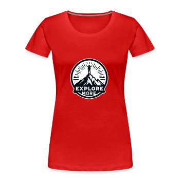 Explore more - Wanderer - Frauen Premium Bio T-Shirt - Rot - Vorne - Mia (176cm)