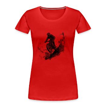 Regen Radfahrer Schlamm Wald Abfahrt - Frauen Premium Bio T-Shirt - Rot - Vorne - Mia (176cm)