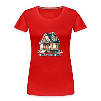 Home Sweet Home - Haus Illustration - Frauen Premium Bio T-Shirt - Rot - Vorne - Mia (176cm)