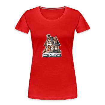 Home Sweet Home - Haus Illustration - Frauen Premium Bio T-Shirt - Rot - Vorne - Mia (176cm)