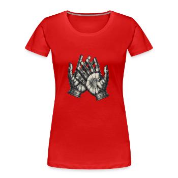 ENTRE VOS MAINS - T-shirt bio Premium Femme - rouge - Devant - Mia (176cm)