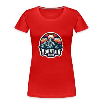 Mountain High - Berg Illustration - Frauen Premium Bio T-Shirt - Rot - Vorne - Mia (176cm)