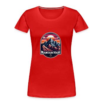 Mountain High - Berg Illustration - Frauen Premium Bio T-Shirt - Rot - Vorne - Mia (176cm)