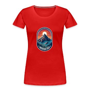 Mountain High - Berg Illustration - Frauen Premium Bio T-Shirt - Rot - Vorne - Mia (176cm)