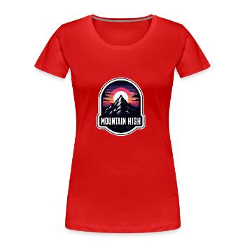 Mountain High - Berg Illustration - Frauen Premium Bio T-Shirt - Rot - Vorne - Mia (176cm)