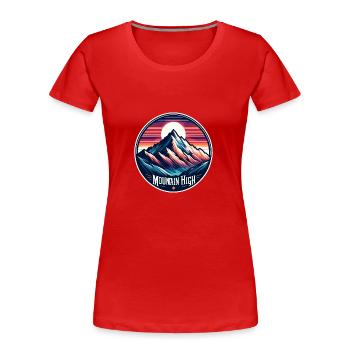 Mountain High - Berg Illustration - Frauen Premium Bio T-Shirt - Rot - Vorne - Mia (176cm)