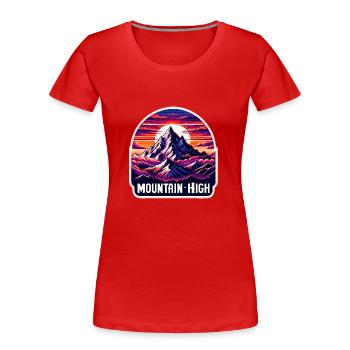 Mountain High - Berg Illustration - Frauen Premium Bio T-Shirt - Rot - Vorne - Mia (176cm)
