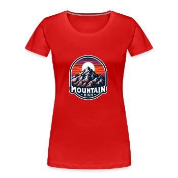 Mountain High - Berg Illustration - Frauen Premium Bio T-Shirt - Rot - Vorne - Mia (176cm)