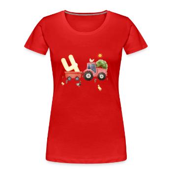 4e anniversaire ferme agriculture - T-shirt bio Premium Femme - rouge - Devant - Mia (176cm)