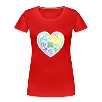 Coeur en Mandala et motifs de zentangle Arc en Cie - T-shirt bio Premium Femme - rouge - Devant - Mia (176cm)