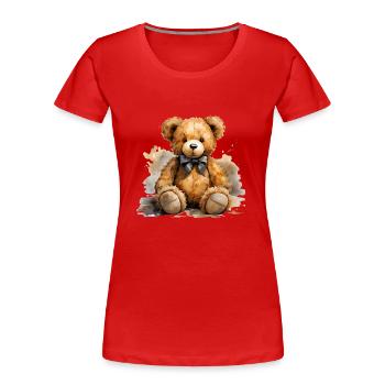 Plüschbären sind Kindheitserinnerungen - Frauen Premium Bio T-Shirt - Rot - Vorne - Mia (176cm)