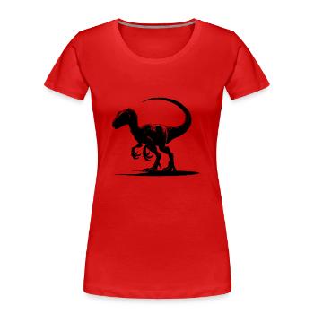 Gefährlicher Dino Velociraptor Dinosaurier - Frauen Premium Bio T-Shirt - Rot - Vorne - Mia (176cm)