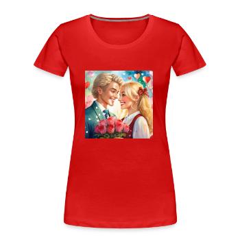 C’est agréable d’être amoureux - T-shirt bio Premium Femme - rouge - Devant - Mia (176cm)