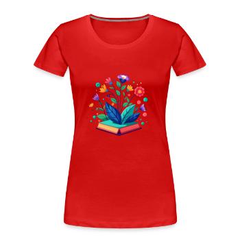 "Enchanting Fusion: A Literary Display - Women's Premium Organic T-Shirt - red - Front - Mia (176cm)