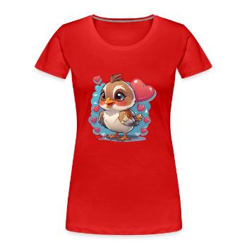 Bird Sweet Hearts - Women's Premium Organic T-Shirt - red - Front - Mia (176cm)