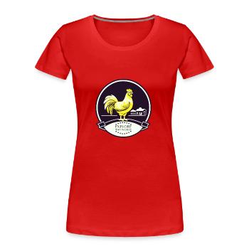 GOLDENES HUHN - Frauen Premium Bio T-Shirt - Rot - Vorne - Mia (176cm)