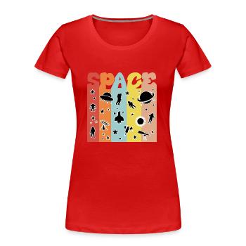 Space, Weltall, Astronaut - Women's Premium Organic T-Shirt - red - Front - Mia (176cm)