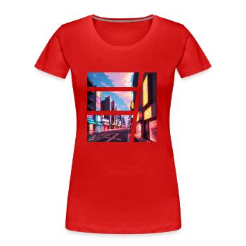 Asien-Stadt - Frauen Premium Bio T-Shirt - Rot - Vorne - Mia (176cm)