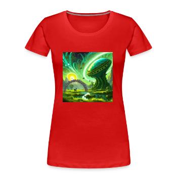 au dela des frontieres - T-shirt bio Premium Femme - rouge - Devant - Mia (176cm)