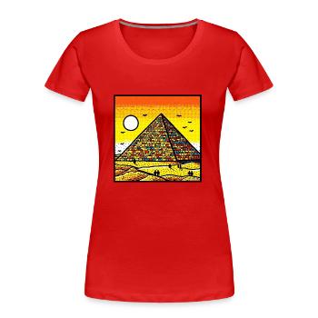 Vivid Pyramid Art – Colorful Tribute to Ancient Eg - Women's Premium Organic T-Shirt - red - Front - Mia (176cm)