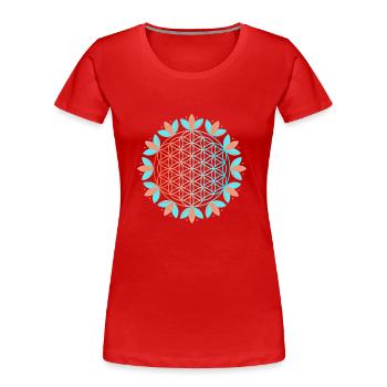 Blühende Lebensblume - Frauen Premium Bio T-Shirt - Rot - Vorne - Mia (176cm)