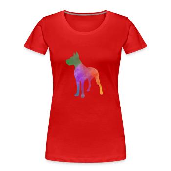 DOGUE ALLEMAND ARC-EN-CIEL COLORÉ - T-shirt bio Premium Femme - rouge - Devant - Mia (176cm)