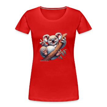 Süßer Koalabär freut sich. Für die Familie - Frauen Premium Bio T-Shirt - Rot - Vorne - Mia (176cm)
