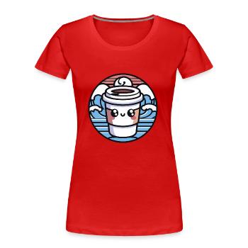 Niedlicher Kawaii-Kaffee - Frauen Premium Bio T-Shirt - Rot - Vorne - Mia (176cm)