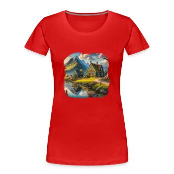 Schönes Dorf in den Bergen - Frauen Premium Bio T-Shirt - Rot - Vorne - Mia (176cm)
