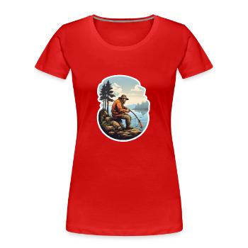 Pêcheur à la ligne - T-shirt bio Premium Femme - rouge - Devant - Mia (176cm)