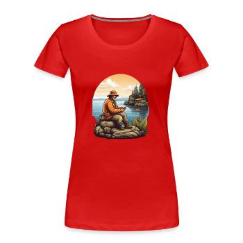 Pêcheur à la ligne - T-shirt bio Premium Femme - rouge - Devant - Mia (176cm)