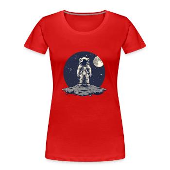 Astronaut Frontal Asteroid Moon Background - Women's Premium Organic T-Shirt - red - Front - Mia (176cm)