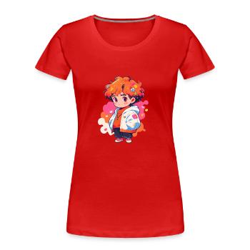 Manga Mädchen - Frauen Premium Bio T-Shirt - Rot - Vorne - Mia (176cm)