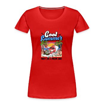 Coole Cartoon-Sommer-Wassermelone - Frauen Premium Bio T-Shirt - Rot - Vorne - Mia (176cm)