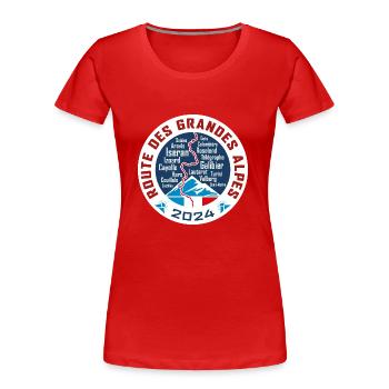 Route des Grandes Alpes V4 | weiß | 2024 - Frauen Premium Bio T-Shirt - Rot - Vorne - Mia (176cm)