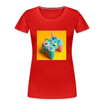 Joystick 11 - Frauen Premium Bio T-Shirt - Rot - Vorne - Mia (176cm)