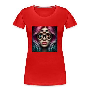 # eyes Girl - Frauen Premium Bio T-Shirt - Rot - Vorne - Mia (176cm)