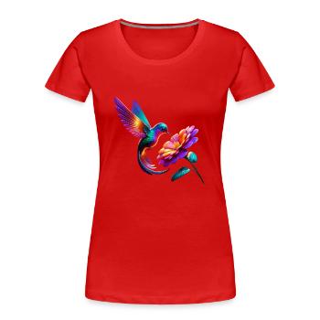 Colibri vibrant et coloré - T-shirt bio Premium Femme - rouge - Devant - Mia (176cm)